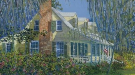 A painting of a house.